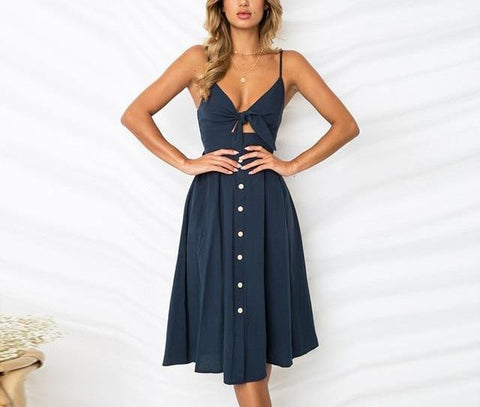 Adorable Bow Tie Button Up Dress