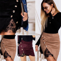 Peek-a-boo Lace Button Up Skirt