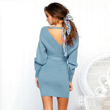 Elegant Soft V-Neck Sweater Dress