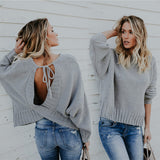 Knitted Open Back Loose Sweater