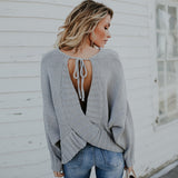 Knitted Open Back Loose Sweater